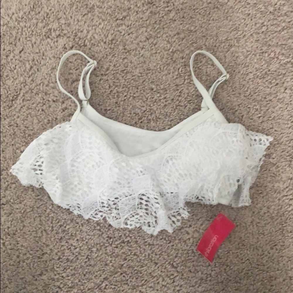 White lacy bikini top
